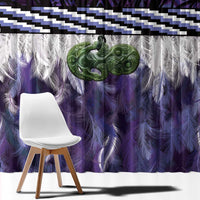 Purple Traditional Cloak Aotearoa Window Curtain Maori Paua Shell Korowai Pattern LT14 - Polynesian Pride
