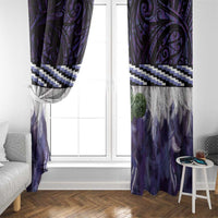 Purple Traditional Cloak Aotearoa Window Curtain Maori Paua Shell Korowai Pattern LT14 - Polynesian Pride