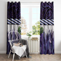 Purple Traditional Cloak Aotearoa Window Curtain Maori Paua Shell Korowai Pattern LT14 - Polynesian Pride