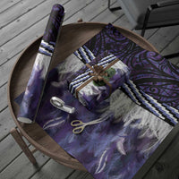 Purple Traditional Cloak Aotearoa Wrapping Paper Maori Paua Shell Korowai Pattern - Polynesian Pride