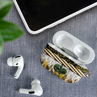 Yellow Traditional Cloak Aotearoa AirPods Case Maori Paua Shell Korowai Pattern - Polynesian Pride