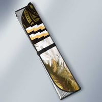 Yellow Traditional Cloak Aotearoa Auto Sun Shade Maori Paua Shell Korowai Pattern - Polynesian Pride