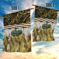 Yellow Traditional Cloak Aotearoa Garden Flag Maori Paua Shell Korowai Pattern LT14 - Polynesian Pride