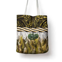 Yellow Traditional Cloak Aotearoa Tote Bag Maori Paua Shell Korowai Pattern - Polynesian Pride