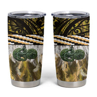 Yellow Traditional Cloak Aotearoa Tumbler Cup Maori Paua Shell Korowai Pattern LT14 Yellow - Polynesian Pride