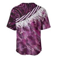 Pink Traditional Cloak Aotearoa Baseball Jersey Maori Paua Shell Korowai Pattern LT14 - Polynesian Pride
