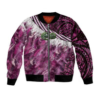Pink Traditional Cloak Aotearoa Bomber Jacket Maori Paua Shell Korowai Pattern LT14 Unisex Pink - Polynesian Pride