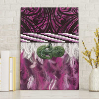 Pink Traditional Cloak Aotearoa Canvas Wall Art Maori Paua Shell Korowai Pattern
