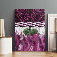 Pink Traditional Cloak Aotearoa Canvas Wall Art Maori Paua Shell Korowai Pattern