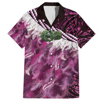 Pink Traditional Cloak Aotearoa Family Matching Off Shoulder Maxi Dress and Hawaiian Shirt Maori Paua Shell Korowai Pattern