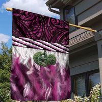 Pink Traditional Cloak Aotearoa Garden Flag Maori Paua Shell Korowai Pattern LT14 - Polynesian Pride