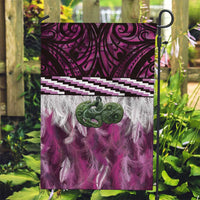 Pink Traditional Cloak Aotearoa Garden Flag Maori Paua Shell Korowai Pattern LT14 Garden Flag Pink - Polynesian Pride