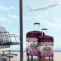 Pink Traditional Cloak Aotearoa Luggage Cover Maori Paua Shell Korowai Pattern