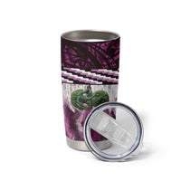 Pink Traditional Cloak Aotearoa Tumbler Cup Maori Paua Shell Korowai Pattern LT14 - Polynesian Pride