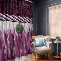 Pink Traditional Cloak Aotearoa Window Curtain Maori Paua Shell Korowai Pattern LT14 - Polynesian Pride