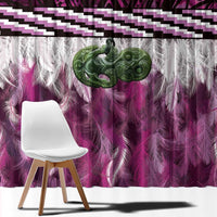 Pink Traditional Cloak Aotearoa Window Curtain Maori Paua Shell Korowai Pattern LT14 - Polynesian Pride