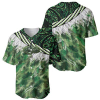 Green Traditional Cloak Aotearoa Baseball Jersey Maori Paua Shell Korowai Pattern LT14 - Polynesian Pride