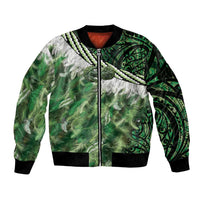 Green Traditional Cloak Aotearoa Bomber Jacket Maori Paua Shell Korowai Pattern LT14 Unisex Green - Polynesian Pride