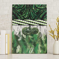 Green Traditional Cloak Aotearoa Canvas Wall Art Maori Paua Shell Korowai Pattern
