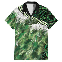 Green Traditional Cloak Aotearoa Family Matching Long Sleeve Bodycon Dress and Hawaiian Shirt Maori Paua Shell Korowai Pattern