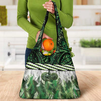 Green Traditional Cloak Aotearoa Grocery Bag Maori Paua Shell Korowai Pattern LT14 - Polynesian Pride