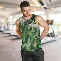 Green Traditional Cloak Aotearoa Men Tank Top Maori Paua Shell Korowai Pattern