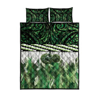 Green Traditional Cloak Aotearoa Quilt Bed Set Maori Paua Shell Korowai Pattern