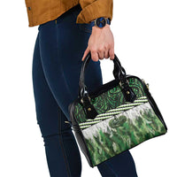 Green Traditional Cloak Aotearoa Shoulder Handbag Maori Paua Shell Korowai Pattern LT14 - Polynesian Pride