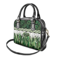 Green Traditional Cloak Aotearoa Shoulder Handbag Maori Paua Shell Korowai Pattern LT14 - Polynesian Pride