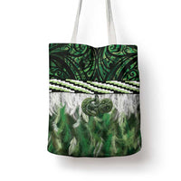Green Traditional Cloak Aotearoa Tote Bag Maori Paua Shell Korowai Pattern - Polynesian Pride