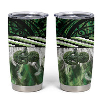 Green Traditional Cloak Aotearoa Tumbler Cup Maori Paua Shell Korowai Pattern LT14 Green - Polynesian Pride