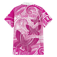 Personalised Polynesia Breast Cancer Awareness Family Matching Puletasi and Hawaiian Shirt Think Pink Ribbon Polynesian Butterflies LT14 - Polynesian Pride