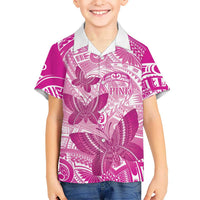 Personalised Polynesia Breast Cancer Awareness Family Matching Tank Maxi Dress and Hawaiian Shirt Think Pink Ribbon Polynesian Butterflies LT14 Son's Shirt Pink - Polynesian Pride