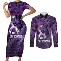 Lupus Awareness Month New Zealand Couples Matching Short Sleeve Bodycon Dress and Long Sleeve Button Shirt Be Strong Warrior Maori Silver Fern