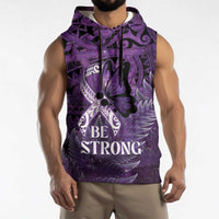 Lupus Awareness Month New Zealand Sleeveless Hoodie Be Strong Warrior Maori Silver Fern LT14 - Polynesian Pride