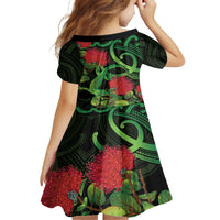 New Zealand Gecko Family Matching Puletasi and Hawaiian Shirt Aotearoa Maori With Pohutukawa Flowers LT14 - Polynesian Pride