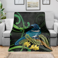New Zealand Tui Bird Blanket Aotearoa Maori With Kowhai Flowers LT14 - Polynesian Pride