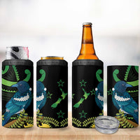 New Zealand Tui Bird 4 in 1 Can Cooler Tumbler Aotearoa Maori With Kowhai Flowers LT14 - Polynesian Pride