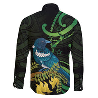 New Zealand Tui Bird Family Matching Off Shoulder Maxi Dress and Hawaiian Shirt Aotearoa Maori With Kowhai Flowers LT14 - Polynesian Pride