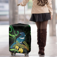 New Zealand Tui Bird Luggage Cover Aotearoa Maori With Kowhai Flowers