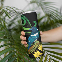 New Zealand Tui Bird Skinny Tumbler Aotearoa Maori With Kowhai Flowers