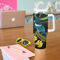 New Zealand Tui Bird Tumbler With Handle Aotearoa Maori With Kowhai Flowers LT14 - Polynesian Pride