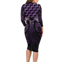 Purple Matariki New Zealand Family Matching Long Sleeve Bodycon Dress and Hawaiian Shirt Maori Poutama Galaxy Vibes