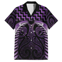 Purple Matariki New Zealand Family Matching Off The Shoulder Long Sleeve Dress and Hawaiian Shirt Maori Poutama Galaxy Vibes