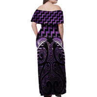 Purple Matariki New Zealand Family Matching Off Shoulder Maxi Dress and Hawaiian Shirt Maori Poutama Galaxy Vibes