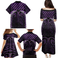 Purple Matariki New Zealand Family Matching Puletasi and Hawaiian Shirt Maori Poutama Galaxy Vibes LT14 - Polynesian Pride