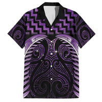 Purple Matariki New Zealand Family Matching Puletasi and Hawaiian Shirt Maori Poutama Galaxy Vibes LT14 Dad's Shirt - Short Sleeve Purple - Polynesian Pride