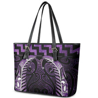 Purple Matariki New Zealand Leather Tote Bag Maori Poutama Galaxy Vibes LT14 - Polynesian Pride