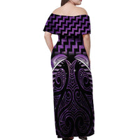 Purple Matariki New Zealand Off Shoulder Maxi Dress Maori Poutama Galaxy Vibes