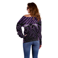 Purple Matariki New Zealand Off Shoulder Sweater Maori Poutama Galaxy Vibes LT14 - Polynesian Pride